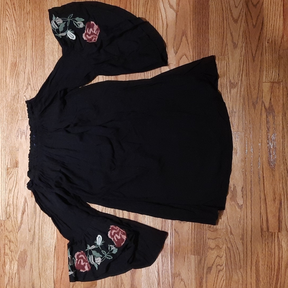Francesca's Blue Rain Off the Shoulder dress